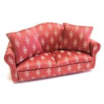 Sofa altrosa mit goldgelben Rauten