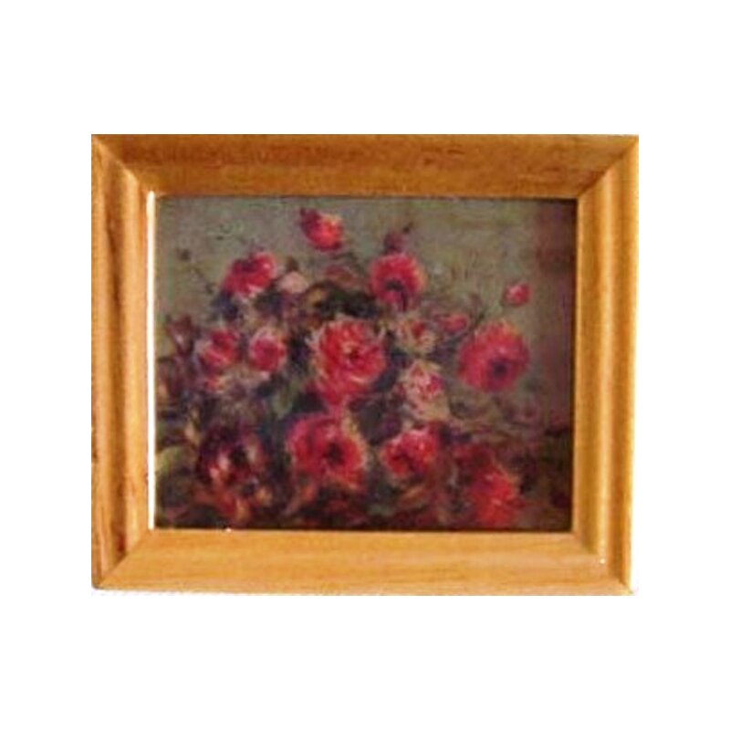 Melody Jane Puppenhaus Miniatur-Bild – Rosa Rosenstrauß In Goldrahmen, Maßstab 1:12, 74x61 Mm