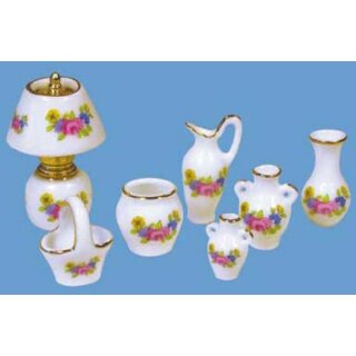 Dekoset Vasen, Blumentopf, Lampe, Körbchen 7-teilig