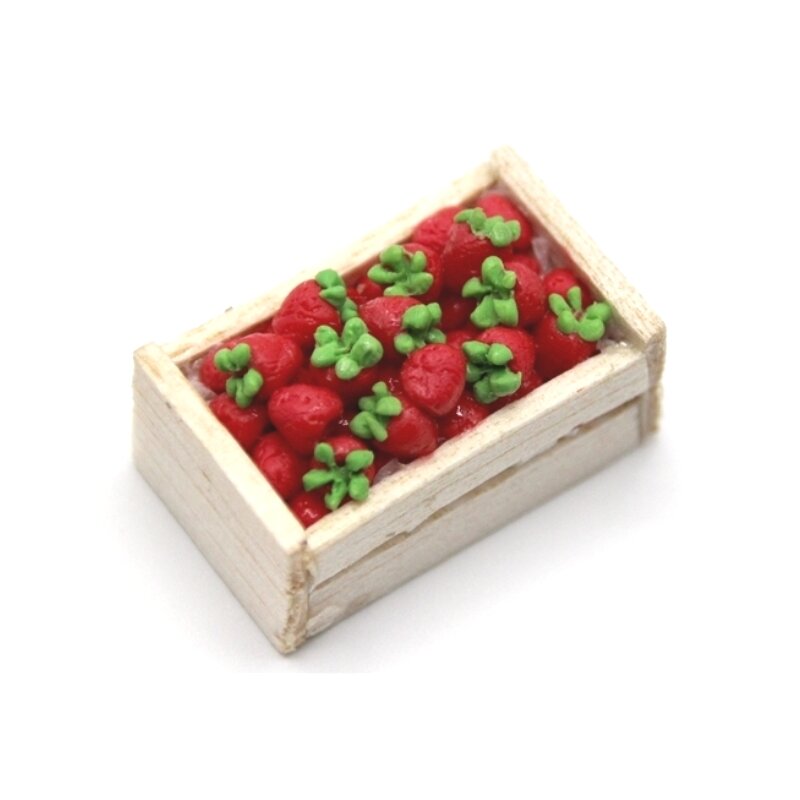 Melody Jane Miniatur – Holz-Kiste Mit Erdbeeren, 1:12 Maßstab – Für Puppenhäuser & Dioramen