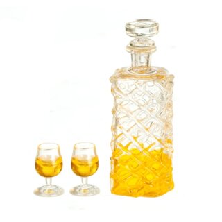 Tablett mit Cognac und 2 gefüllten Gläsern