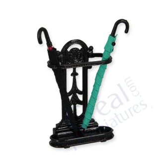 Schirmständer schwarz mit 2 Schirmen