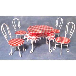 Tisch und 4 Stühle Metall weiß