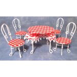 Tisch und 4 Stühle Metall weiß