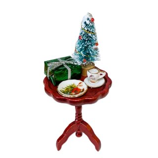 Weihnachtstisch dekoriert mahagoni