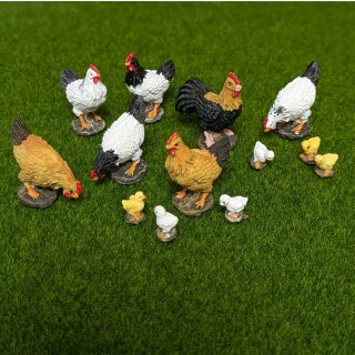 Hahn Hühner und Küken 13-teilig