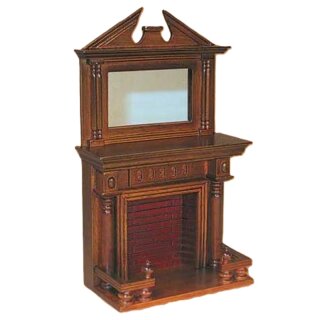 Kamin mit Spiegelaufsatz nussbaum