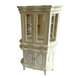 Vitrinenschrank Spiegelrückwand cremefarben