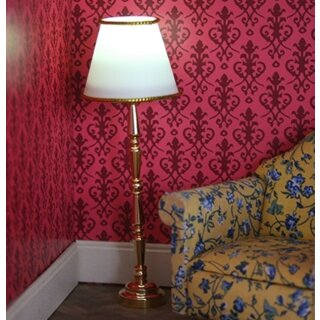 Stehlampe Schirm Goldborte LED mit Schalter