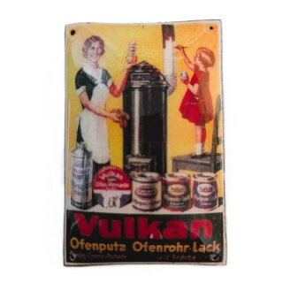 Werbeschild Vulkan Ofenputz