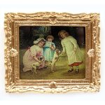 Gemälde Kinder mit Hündchen