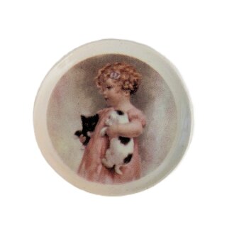 Wandteller Girl with Kitten