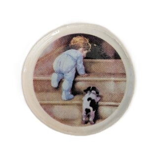 Wandteller Boy with Puppy