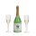 Champagnerflasche mit 2 Gläsern